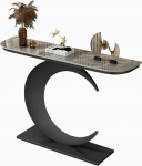 Must poolkuu konsoollaud, kitsas diivanilaud esikusse, t&ouml;&ouml;stuslik aktsentlaud metallist alusega, 39,3-tolline koridoride fuajeem&ouml;&ouml;bel elutuppa ja esikusse