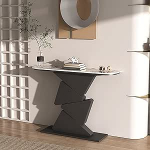 Kitsas t&ouml;&ouml;stuslik konsoollaud, pikk puidust diivanilaud elutuppa, esikusse ja koridori, geomeetriline metallraam, must viimistlus (100 x 30 cm)