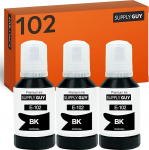 Supply Guy tint, mis &uuml;hildub Epson 102 Black EcoTank ET 2700 2750 2751 2756 2800 2850 2856 3700 3750 3850 4750 4800 4850 4856 15000 Workforce ST-2 0000 2 100 3000 4000 4100 (3 x 127 ml)