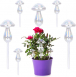 Plant Watering Balls, Colour Glass Dosed Self Watering Balls Plants and Flowers, Clear Glass Plant Watering Bulbs, Watering Devices for Indoor and Outdoor Use, Home Garden, 6 Mushrooms