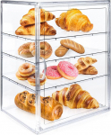 Pastry Display Case, Bread Box for Kitchen, Countertop, Pastry Display Case, 4 Layers, Adjustable, Transparent, Bread Storage with Magnetic Door, Bakeries, Pastry Display for Kitchen Counter, Bread