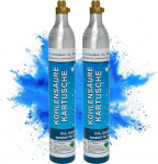 2 x CO2 padrun Soda 425 g karbonaatoriga silinder kuni 120 liitri vahuveini jaoks | Saksamaal villitud | &Uuml;hildub standardsete karbonaatoritega | Universaalne kasutamine ja lihtne vahetada