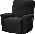 YancLife Stretch Cover for Recliner Chair Cover, Elastic Armchair Cover, 4-Piece Armchair Protector, Elastic Cover for TV Chair, Lounger, Armchair, Rocking Chair, Relaxing Chair (Black)