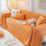 Mesnt Sofa Cover Pets Chenille Washable Sofa Protection Cover Protective Cover Couch Soft and Comfortable Plain Colour Orange 90 x 160 cm
