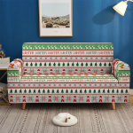 Hiseng Christmas Day Sofa Cover, Stretch Sofa Cover 1 2 3 4 Seater Polyester Fibre Couch Cover with Elastic Band Universal Sofa Cover, Sofa Protector for Pets and Children (3-Seater, Christmas