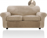 FestiCorp Velvet diivanikatted 2 padja diivanile Diivan Slipcovers 2 istmepadja diivanile, XL Love Seat diivanikatted, Stretch 3 tk diivanikate, paks m&ouml;&ouml;blikatted koertele lemmikloomadele, Camel
