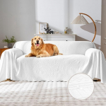 YUEANG veekindel diivanikate, p&ouml;&ouml;rduv, lemmikloomas&otilde;bralik, pestav ja mittelibisev, diivanikaitsja diivanikaitsjale koos 2 padjaga, ideaalne diivanikate koertele ja kassidele (180 x 250 cm, valge)