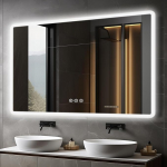 LED-valgustusega vannitoa peegel, 70 x 100 cm peegel valgusega, seinapeegel eesmise valgustusega, uduvastane, timmitav, 3 reguleeritava valgusv&auml;rviga.