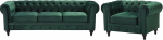 Beliani elutoa komplekt diivanitool sametist kangast inglise stiilis roheline Chesterfield