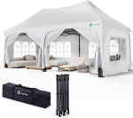 VOUNOT 3x6m Pavillon Wasserdicht mit 6 Seitenw&auml;nden, Faltpavillon Stabil, Partyzelt Winterfest, UV-Schutz 50+, Gartenzelt Faltbar mit 6 Sands&auml;cken und Tragetasche, Wei&szlig;
