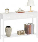 Konsoollaud 3 riidest sahtliga ja riiuliga, 97 x 24 x 74 cm, kitsas sissep&auml;&auml;sulaud, diivanilaud, k&uuml;ljelaud esikusse, elutuppa, magamistuppa, valge ACTWT3301