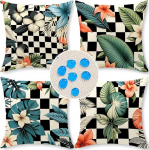 Cirzone Outdoor padjakate komplekt 4 padjakatet 45 x 45 cm Dekoratiivne elutoa linasest riidest dekoratiivse elutoa, aia, r&otilde;du jaoks.