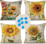 Cirzone veekindel padjakate 4 tk 45 x 45 cm dekoratiivne &otilde;uepadi veekindel hingav kollane p&auml;ikeselillepadi diivanipadja katteks &otilde;ues kasutamiseks