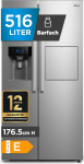 Midea KS-EIX 6.23 Side-by-Side k&uuml;lmik/k&uuml;lmik-kombineeritud, 176,5 cm k&otilde;rgune, k&uuml;lmutusvaba, inverterkompressoriga, baarikambriga, vee-, j&auml;&auml;dosaatoriga, fikseeritud vee&uuml;hendusega, kaksikjuhtimispuldiga, roostevaba