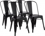 Amazon Basics 4 musta metallist s&ouml;&ouml;gitooli komplekt koos seljatoega Stackable Bistro k&ouml;&ouml;ki sise- ja v&auml;litingimustes 51 x 43 x 85 cm