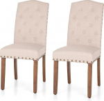 ALPHA HOME Tufti s&ouml;&ouml;gitoolide komplekt, 2 tooli, linased k&ouml;&ouml;gitoolid, polsterdatud kaasaegne s&ouml;&ouml;gitool n&ouml;&ouml;pidega, puidust raam, k&otilde;rge seljatugi, stiilne polsterdatud tool, beež v&auml;rviga