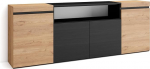 Skraut Home Sideboard, Highboard, kapp, riidekapp, 200 x 75 x 35 cm, 4 ust, elutuba, k&ouml;&ouml;k, kaasaegne stiil, tammepuust must