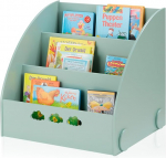 KHG raamatute riiul roheline lasteriiul 3 lahtise sektsiooniga vabalt seisev lasteriiul raamatutele ja m&auml;nguasjadele - 64 x 59 x 53 cm