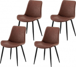 Garvis s&ouml;&ouml;gitoa toolid, komplekt 4, polsterdatud toolid istmepadjaga, kunstkangas, k&ouml;&ouml;gitool, elutoa tool, garderoobitool, ergonoomiline tool (pruun)