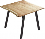 SAM Laxmi s&ouml;&ouml;gitoa laud 80 x 80 cm, naturaalset v&auml;rvi, tahke akaatsiapuidust s&ouml;&ouml;gilaud nelja metalljalaga, must