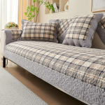 Buffalo Tepitud puuvillane diivanikate koertele, maamaja maamaja pehme sektsioonis diivanikate, libisemiskindel diivanikatte, pestav m&ouml;&ouml;bli kaitsja lemmikloomadele ja kassidele, hall