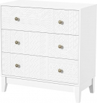 Kommode wei&szlig; graviert Textur Sideboard mit 3 Schubladen 80x38x81,8cm Moderner Schubladenschrank Kommode f&uuml;r Schlafzimmer Wohnzimmer Flur M&ouml;bel
