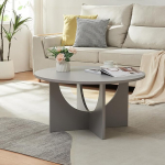 [en.casa] Lehmapruunist kohvilaud 80 x 42 cm &Uuml;mmargune kohvilaud helehall v&auml;rvusega 80 x 42 cm