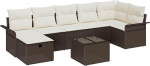 8-teiliges Garten-Sofa-Set mit Kissen in braunem Poly-Rattan, 2-Sitzer Garten-Sofa mit Stauraum & Kissen in braunem Poly-Rattan Gartenlounge Model3360239