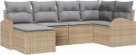 6-teiliges Garten Sofa Set mit Kissen Beigefarbenes Poly Rattan Gartenlounge Model3346110
