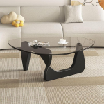 Kolmnurkne klaasist kohvilaud, Vintage kohvilaud t&auml;ispuidust alusega, madal, minimalistlik teelaud, kohvilaud &otilde;ppet&ouml;&ouml;ks, kontorisse, hotelli, r&otilde;dule, 83 x 57 x 40 cm