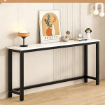 Pikk konsoollaud, puidust radiaatoririiul metallraamiga, kitsas baarilaud koridori, elutoa, bistroo ja v&auml;ikeste ruumide jaoks (120 x 20 x 80 cm / 47 x 8 x 31,5 tolli)