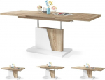 Moderner Grand s&ouml;&ouml;gilaud - S&ouml;&ouml;gilaud - pikendatav kuni 180 cm - reguleeritava k&otilde;rgusega - k&ouml;&ouml;gilaud - 120 x 70 cm - 05 - Sonoma Tamm + Valge