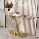 Konsolentisch Moderner Konsolentisch F&uuml;r Das Homeoffice, Schlanker Sofatisch F&uuml;r Flur, Wohnzimmer Und Eingangsbereich, Mit Metallgestell(Gold 3,150cm/59in)