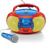 Karcher RR 5026 Kaasaskantav CD-raadio - v&auml;rviline laste boombox CD-m&auml;ngija, FM-raadio, USB ja mikrofoniga - aku / vahelduvvoolutoitega