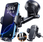 [2025 s&otilde;jalise klassi] YRU mobiiltelefoni hoidja auto mobiiltelefoni hoidja auto [tugevaim iminapakett ja klamber] universaalne auto mobiiltelefoni hoidja armatuurlaua ketas ventilatsioon iPhone 16 Pro 15 Samsung S25 jaoks