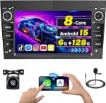 [8 Core 4G + 64G] Inefala Android 13 Autoradio 2 DIN jaoks Opel Astra Antara Corsa Meriva Vivaro, 7-tolline puuteekraan juhtmevaba Carplay Android autoga, BT GPS WiFi 59UI RDS FM Mic tagurduskaamera