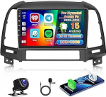 Roinvou 2+64G Android 15 autoraadio navigeerimine Hyundai Santa Fe 2006-2012 juhtmevaba Carplay ja Android Car, 9-tolline puuteekraaniga raadio koos WiFi GPS Bluetooth peeglilink EQ FM / RDS SWC tagurdamine