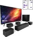 ULTIMEA 7.1 Surround Sound s&uuml;steem telerile Dolby Atmos, App Control, 4 juhtmega Surround k&otilde;larit, 460 W Soundbar Smart TV-le koos juhtmevaba subwooferiga, kodukino helis&uuml;steem, Poseidon D80