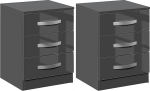 HOMCOM Modern Bedside Table, Set of 2 with 3 Drawers for Bedroom and Living Room Made of Chipboard, 40 x 36 x 56 cm, Grey