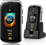 VOCA suure nupuga Flip mobiiltelefon eakatele | Dual Screen | 4G LTE | Valju heli | SOS-nupp | Kuuldeaparaadi &uuml;hilduvus | Laadimisjaam | Ennustustekst | V543 (must)