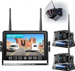 Fookoo DCX702 HD magnetiline traadita tahavaatekaamera, 1080P 7-tolline kahekordne jagatud monitor ja laetav tagumine kaamera, madala tarbimisega 1-minutiline montaaž, puurita salvestusega matkaauto, haagise jaoks.