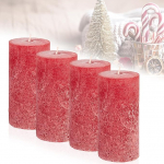 Candelo Komplekt 4 Ambiente Rustic Pillar Candles Punane Suur rustikaalne k&uuml;&uuml;nal 12 cm Pikk p&otilde;lemisaeg Ca. 54 tundi J&otilde;uluk&uuml;&uuml;nlad Advendik&uuml;&uuml;nla l&otilde;hnastamata