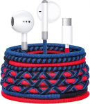 URIZONS USB C k&otilde;rvaklapid mikrofoni ja helitugevuse reguleerimise funktsiooniga - v&auml;rvilised k&otilde;rvaklapid punutud kaabliga, mustuse- ja takerdumisvastase disainiga, &uuml;hilduvad iPhone 15/16 ja teiste Tipo C-ga seadmetega