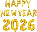 2026 &otilde;hupallid, kuldne Happy New Year 2026 number &otilde;hupallid, Happy New Year Decorations, suur foolium &otilde;hupallide number aastavahetuse peotarvikute klassi 2026 l&otilde;petamise dekoratsioonid