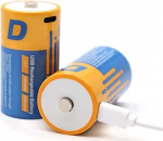 Liitium USB laetavad akud D, 1,5 V Li-Ion D aku laetav, 12000 mWh koos C-t&uuml;&uuml;pi laadimiskaabliga, kiirlaadimine 4 tunniga (2 tk)