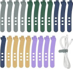 hankekaart 1 Set Silikon-Kabelbinder, 3 L&ouml;cher, wiederverwendbare Gummikordel mit Verschlussschnalle, Mehrzweck-Kabelriemen f&uuml;r Zuhause, B&uuml;ro, Reisen, verschiedene Farben