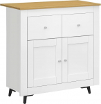 HOMCOM Modern Style Buffet Cabinet with Doors and 2 Drawers Storage Cabinet for Living Room Dining Room ABM. 78 x 35 x 80 cm, White