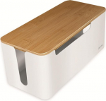 LogiLink KAB0075 Kaablikarp Medium (320 x 140 x 130 mm) valge, bambusist kaanega