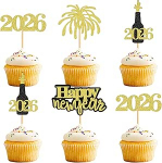24 x kuldne Glitter Cupcake Toppers for 2022 Happy New Year 2022 ilutulestik Cheers to 2022 Cake Decorations for 2022 Celebration New Year Party Decorations
