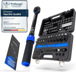 Haskyy Torque Wrench Set 3/8 Inch 5-60 Nm Motorcycle Torque &ndash; Accessories: Extension Rod, Bits, Special Nut Inserts, Adapter &ndash; Motor Chopper Repair Service Tool Set &ndash; Black Series